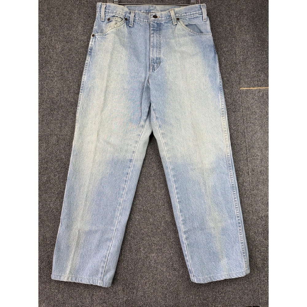 VTG Y2K Dickies Two-Tone Jeans 34x30 Grunge Workwear Blue Denim Baggy Faded